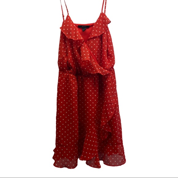 Forever 21 Dresses & Skirts - Forever 21 dress L polka dot ruffle spagheti strap red